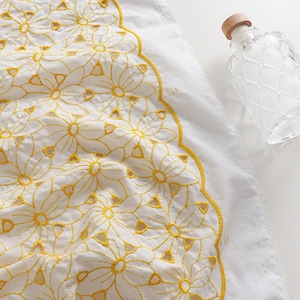 Cotton Eyelet Borders Fabric, Flower Embroidery Cotton Fabric, Hollowed Border Lace Fabric By The Yard