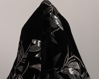 Sequins Embroidery Velvet Fabric By The Yard