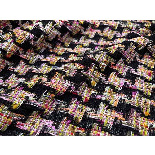 Viscose Pink Tweed Fabric by the Yard Italian Apparel Plaid Etsy