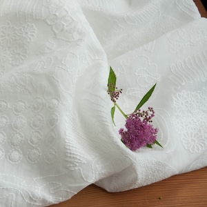 Ramie Flower Embroidery Fabric By the yard
