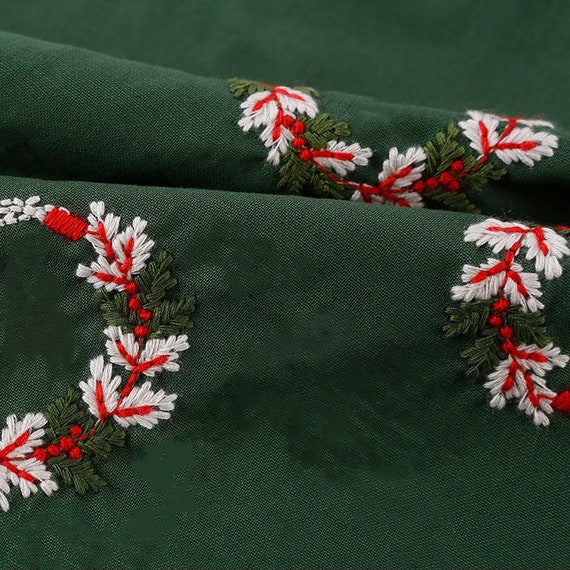 Christmas Embroidery Cotton Linen Fabric ,cotton Linen Embroidered Fabric  for Dress,clothing,national Style Fabric by the Yard - Etsy