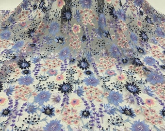 Flower Sequins Lace Fabric,Embroidery Sequins floral Lace By The Yard