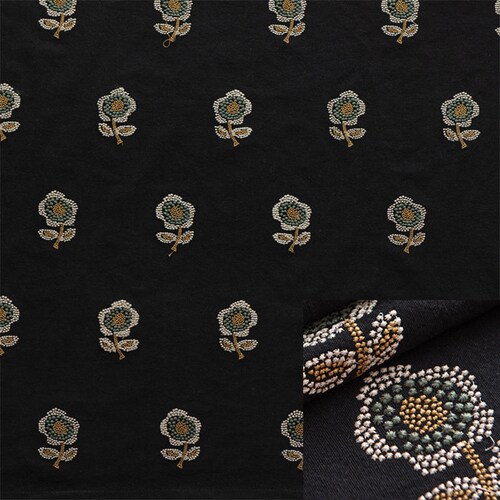 Flower Embroidery Cotton Linen Fabric cotton Linen Etsy