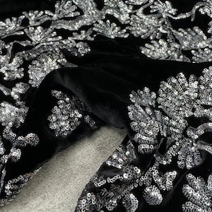 Sequins Silk Velvet Fabric By The Yard