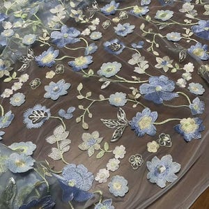 Flower Sequins Lace Fabric,Embroidery Sequins floral Lace By The Yard