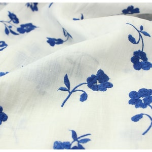 Ramie Flower Embroidery Fabric By the yard