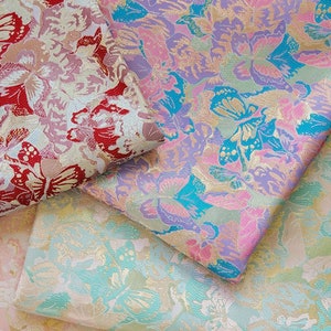 Gold Yarn Brocade Fabric,Butterfly Jacquard Fabric By The Yard