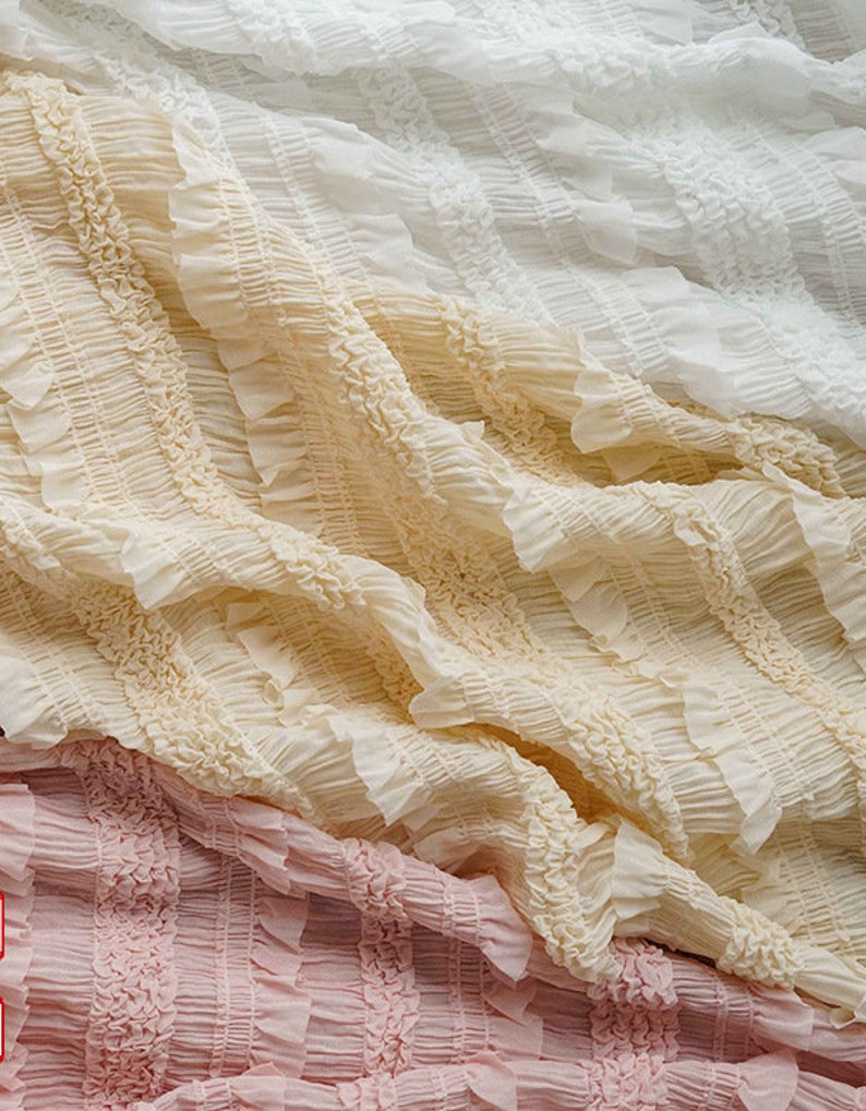 Fabric Flowing Ruffle Ruffle Embroidery Chiffon Fabric by the Yard - Etsy