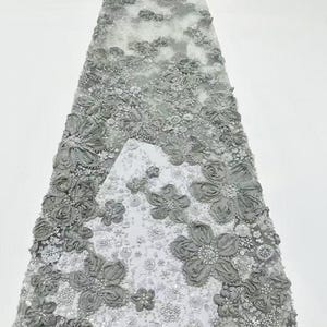 3D Flower Sequins Lace Fabric,Bridal French Lace For wedding Dress,Embroidery Sequins floral Lace By The Yard