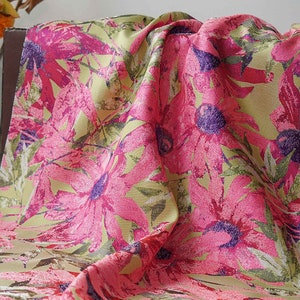 Brocade Fabric,Soft Sheen Flower Jacquard Fabric By The Yard