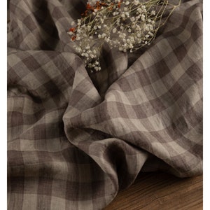 Printed Plaid Linen Fabric By The Yard