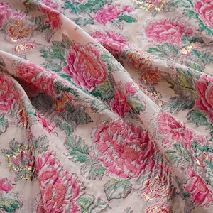 Brocade Fabric,Soft Sheen Flower Jacquard Fabric By The Yard