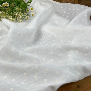 Dot Embroidery Ramie Fabric By the yard