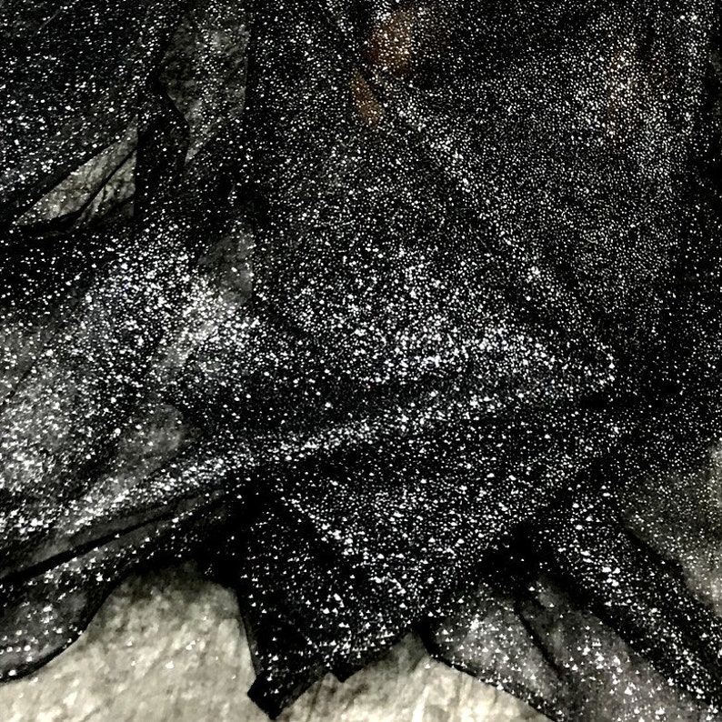 Black Bling Sparkle Tulle Lace,Glitter Fabric By The Yard