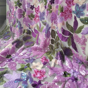 High Quality Sequins Flower Lace fabric,Beads Embroidery Lace Fabric,By The Yard