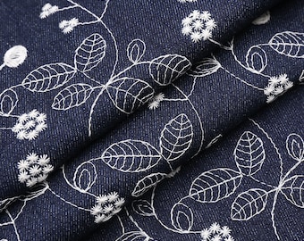 Flower Embroidery Cotton Fabric ,Cotton Embroidered Fabric For Dress,Clothing,National Style Fabric By The Yard