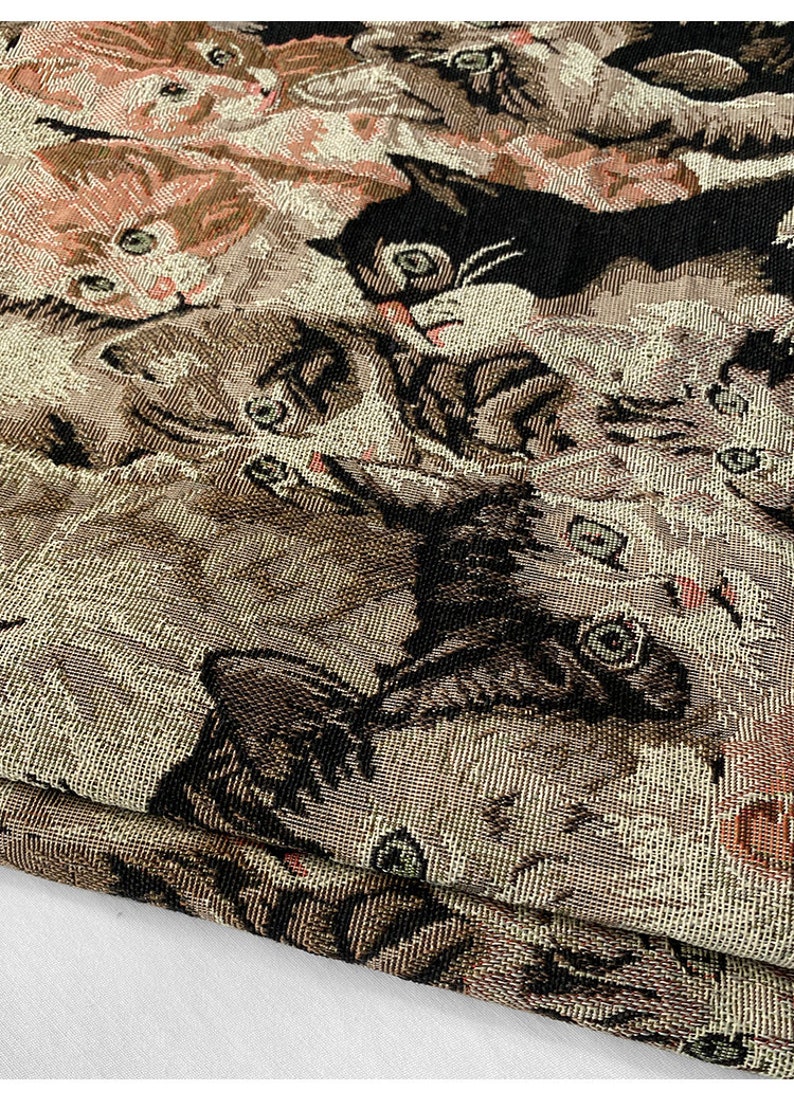 Cat Jacquard Fabric By The Yard image 3