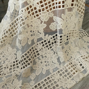 Guipure Embroidered Lace Fabric,Bridal Lace  By The Yard