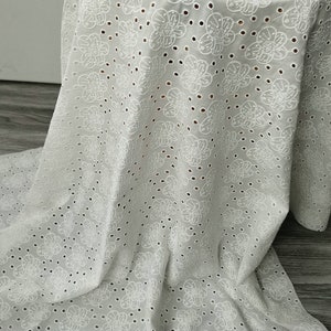 Tissu en coton pour bordures à oeillets, Tissu en coton à broder, Tissu en dentelle à bordure creuse par yard