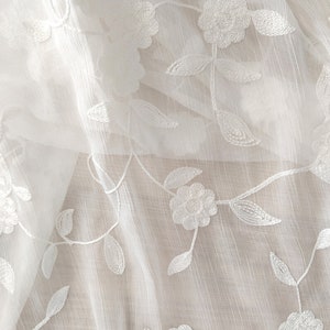 Flower Embroidery Chiffon Fabric ,Chiffon Embroidered Fabric For Dress,Clothing,National Style Fabric By The Yard