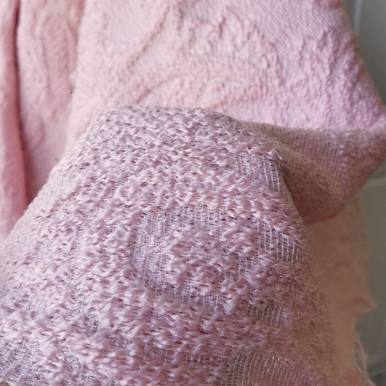 Pink Color Tweed Fabric by the Yard Etsy