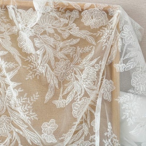 Flower Embroidery Lace Fabric,Bridal Lace Wedding Dress,Kids Dress Fabric By the yard