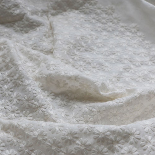 Flower Embroidery Cotton Linen Fabric cotton Linen Etsy