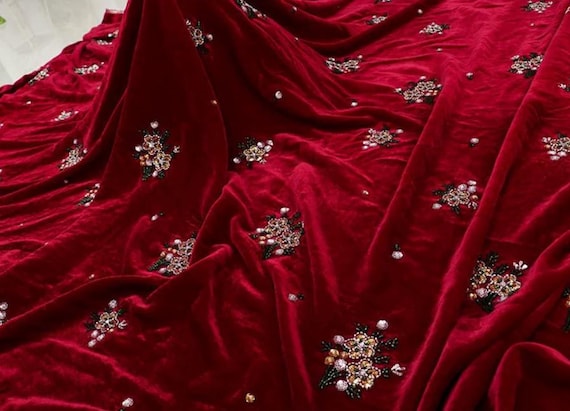 Tessuto Con Paillettes Rosse – Velluto Reversibile 0,9m X 1,2m – Per Addio Al Nubilato E Fai Da Te - 4