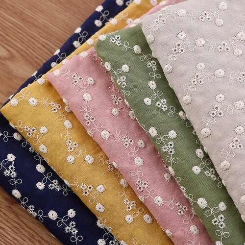 Flower Embroidery Cotton Linen Fabric cotton Linen Etsy
