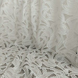 Hollowed Flower Embroidery Chiffon Fabric By The Yard