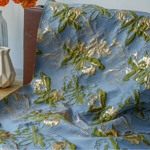 Gold Wire Flower Jacquard Fabric，Brocade Fabric By The Yard
