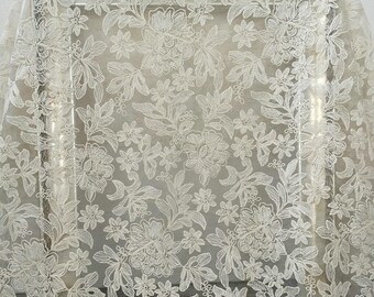 Mesh Lace Flower Fabric Tulle Floral Embroidery ,Bridal Wedding dress By The Yard