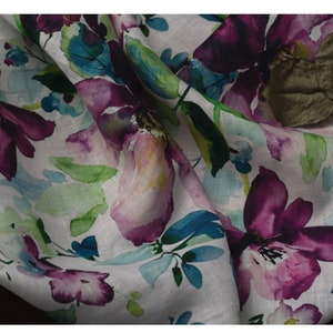 Printed Flower Linen Fabric By The Yard