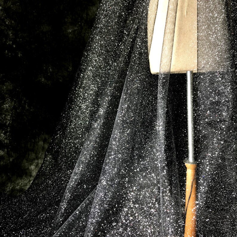 Black Bling Sparkle Tulle Lace,Glitter Fabric By The Yard