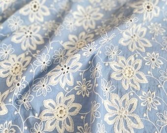 Cotton Eyelet Borders Fabric, Embroidery Cotton Fabric, Hollowed Border Lace Fabric By The Yard