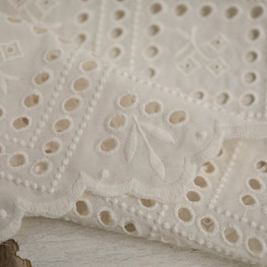 Cotton Eyelet Borders Fabric, Embroidery Cotton Fabric, Hollowed Border Lace Fabric By The Yard