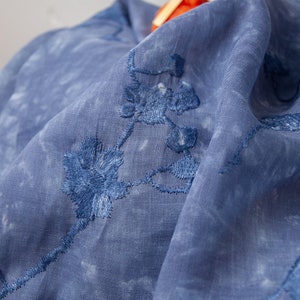 Ramie Flower Embroidery Fabric By the yard