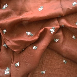 Ramie Flower Embroidery Fabric By the yard