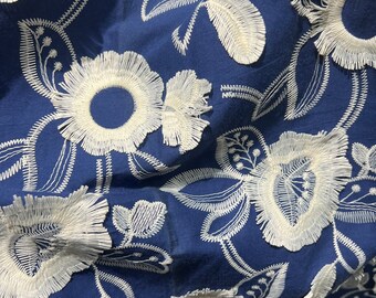 Flower Embroidery Cotton Fabric ,Cotton Embroidered Fabric For Dress,Clothing,National Style Fabric By The Yard