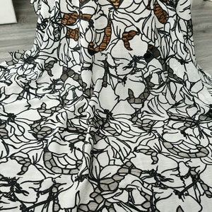 Embroidery Chiffon Fabric ,Chiffon Embroidered Fabric For Dress,Clothing,National Style Fabric By The Yard