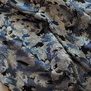 Tecido jacquard de fio dourado, tecido brocado por quintal