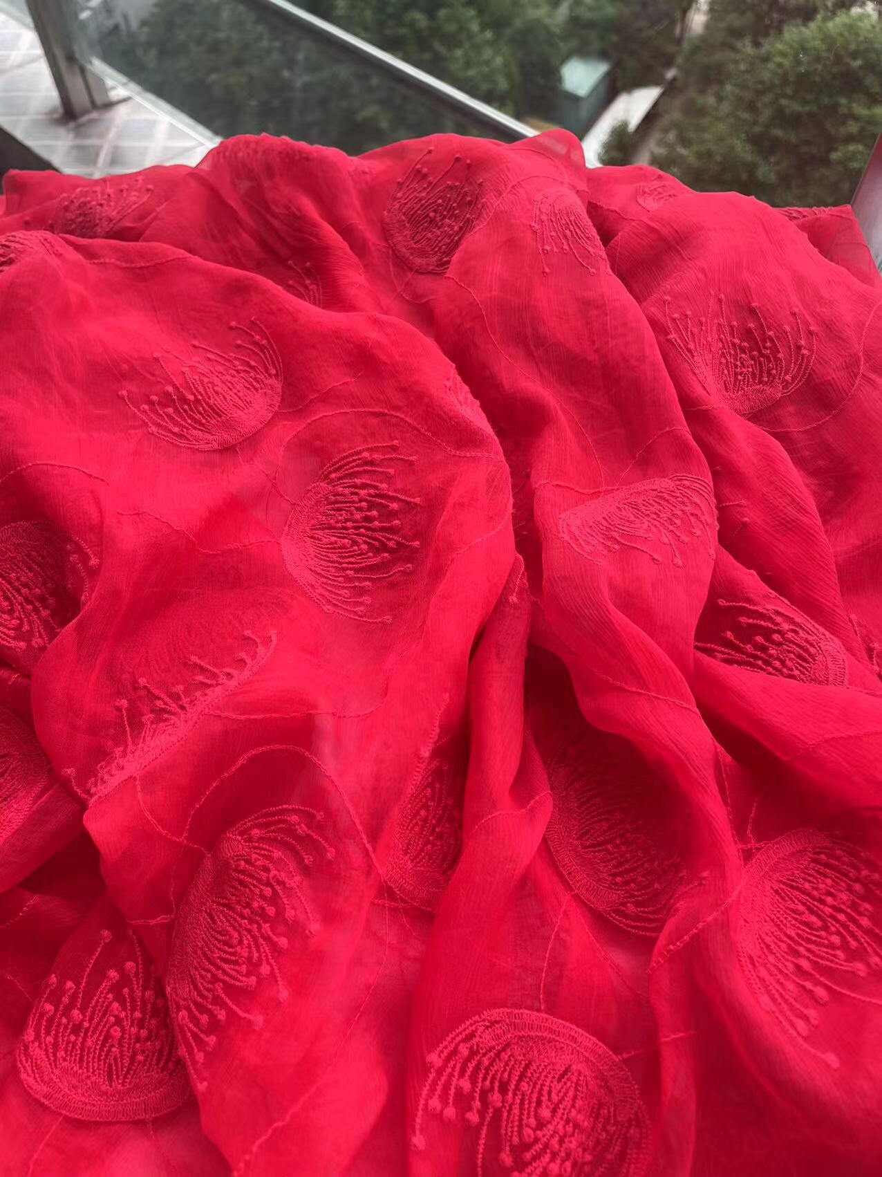 Embroidery Silk Fabric by the Yard Etsy