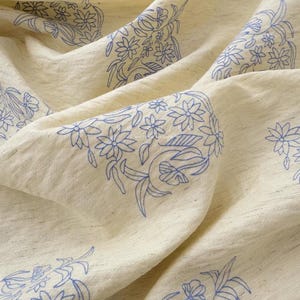 Flower Embroidery Cotton Linen Fabric ,Embroidered Fabric For Dress,Clothing,National Style Fabric By The Yard