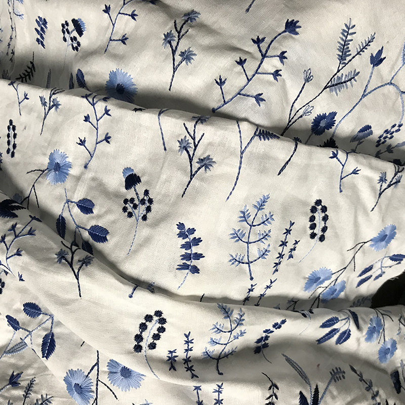 Flower Embroidery Cotton Fabric Cotton Embroidered Fabric For Etsy