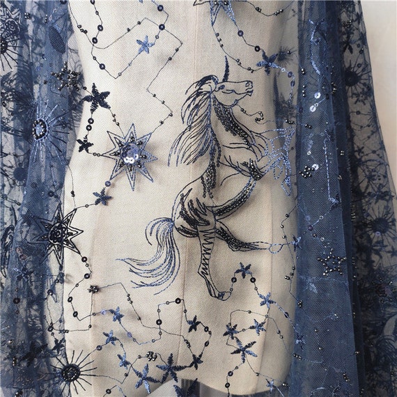 High Quality Horse Sequins Embroidery Lace Fabric,star Bridal Lace Wedding  Dress,kids Dress Fabric by the Yard - Etsy