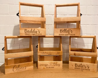 Wooden box with individual & double-sided engraving / men's handbag / garden box
