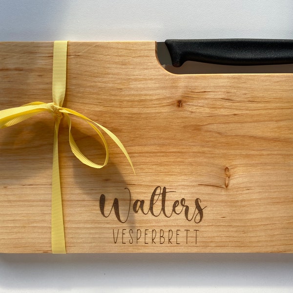 Personalized wooden board / breakfast board / knife board (delivery without knife!!)