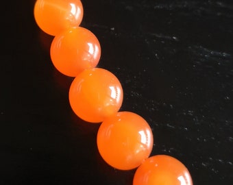 perle agate orange ,perle gemme ,perle 10 mm ,brins de 16 pouces ,fabrication ,création ,bijoux perles