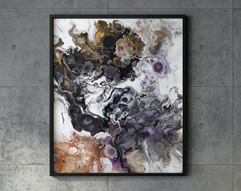 Abstrakte digitale Kunst zum ausdrucken, schwarzes Gold, modernes Wanddekor