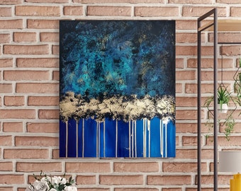Moderne Kunst Acryl Gold Abstrakte Malerei